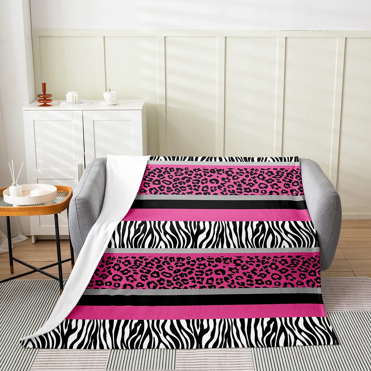 Leopard Print All-Season Fleece Throw Blanket - Soft Safari Cheetah & Zebra Pattern Microfiber Plush Blanket for Kids, Boys & Girls (30