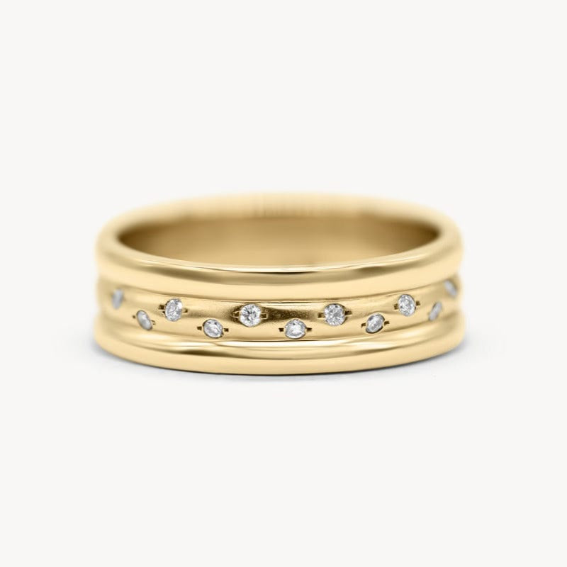 Stacked Starry Diamond Band Ring for Women - 14K Gold Plated Stackable Rings Set - Perfect for Anniversary, Wedding, and Everyday Elegance