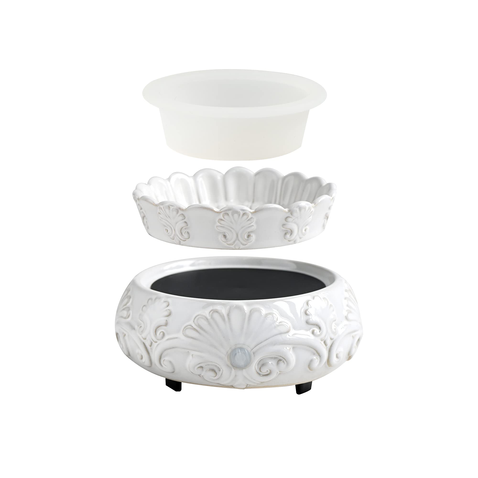 ASAWASA 3-in-1 Ceramic Wax Warmer with Silicone Dish - Electric Candle Wax Melter for Aromatherapy, Home Decor, Spa & Yoga Gift - White (Perfect for Bedroom, Living Room & Bathroom Relaxation)