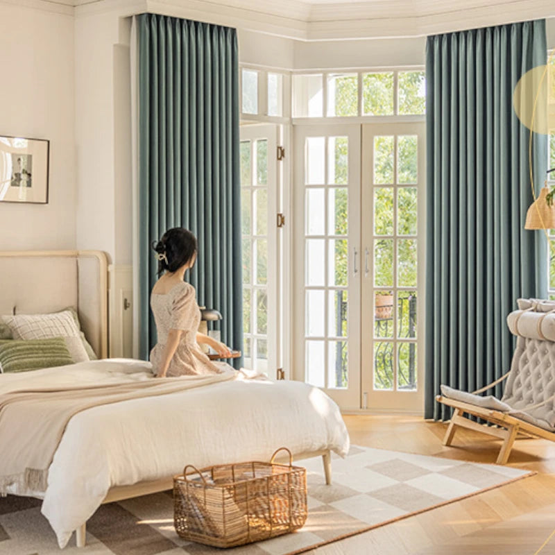 Claire Polyester Jacquard Wavy Pattern Blackout Curtains for Bedroom & Living Room - Thermal Insulated Window Drapes for Light Blocking & Privacy