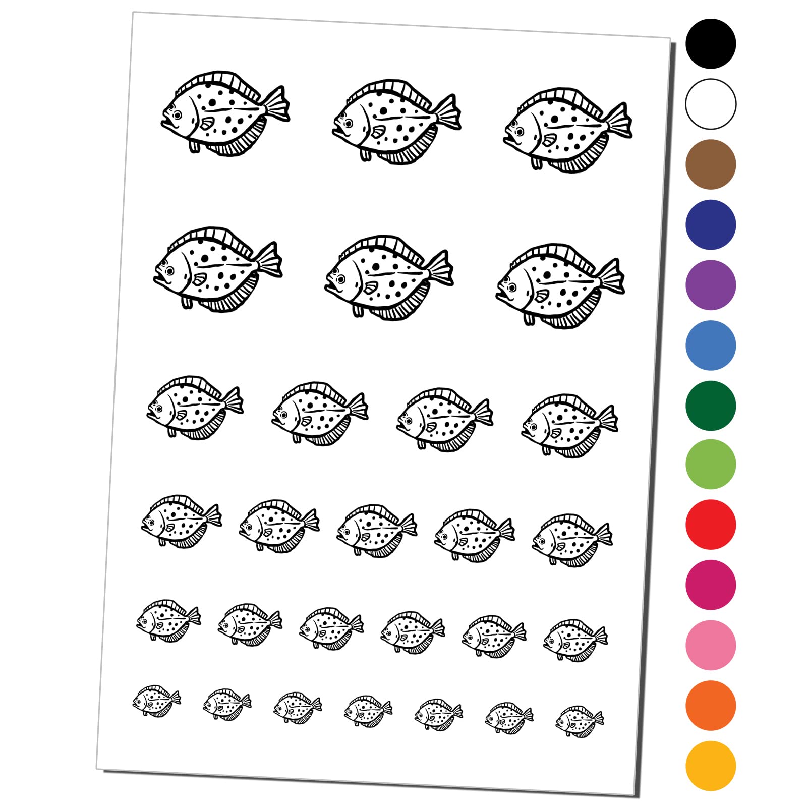 Premium Waterproof Flounder Halibut Fish Temporary Tattoos - Realistic Spotted Flatfish Fake Body Art Stickers (Black, 1 Sheet) | Perfect for Beach Parties, Costume Events & Marine Life Enthusiasts