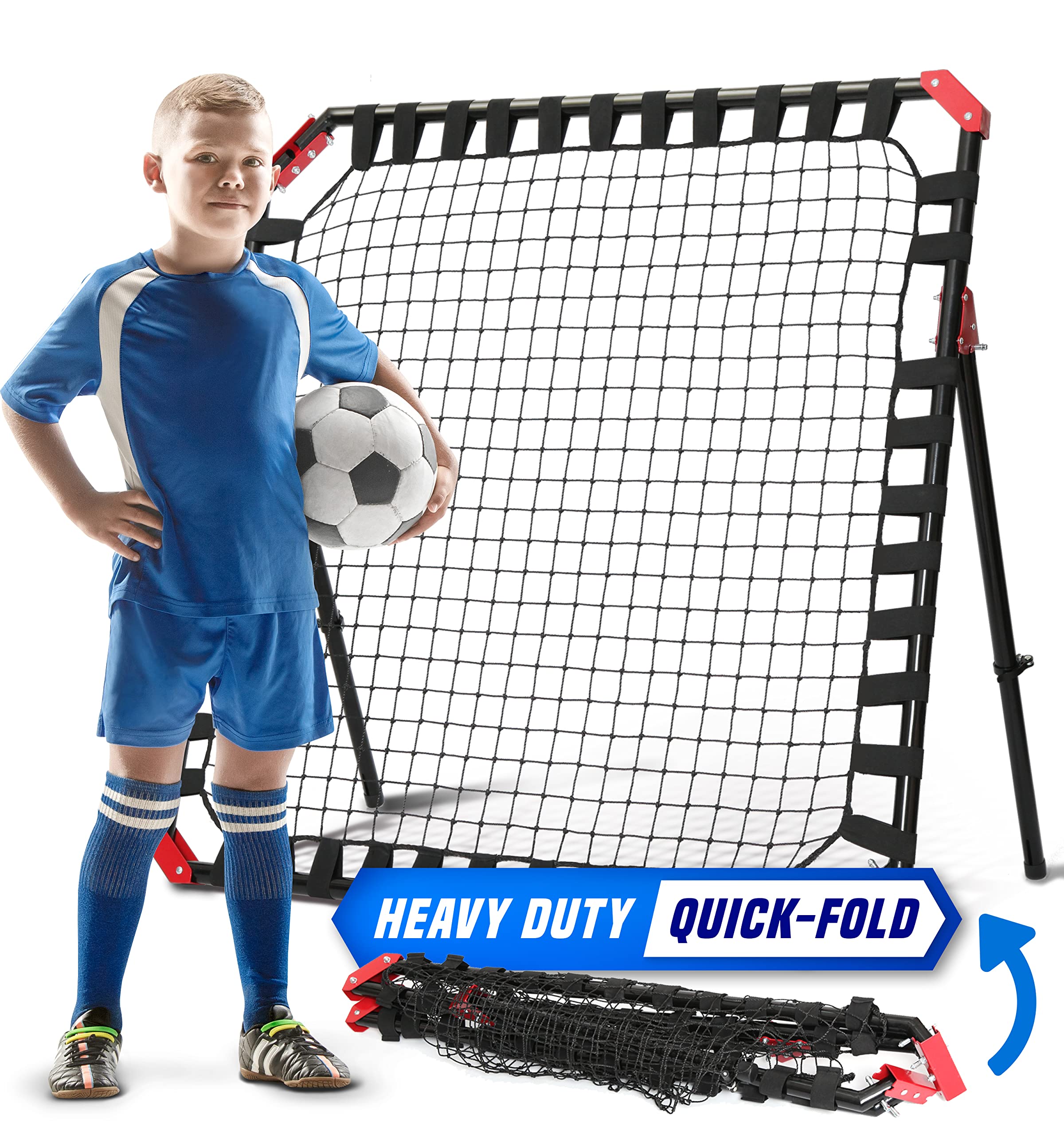 Portable Soccer Rebounder Net - Football Training Equipment for Kids & Teens | Kick-Back Rebound Trainer for Solo Practice & Team Drills | Perfect for Backyard, Park & Field Training Sessions