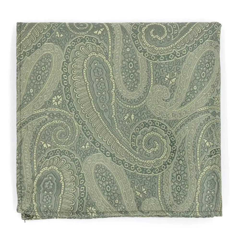 L A Smith Sage Large Paisley Handkerchief - Stylish Cotton Hanky for Men & Women - Perfect for Weddings, Gifts and Vintage Fashion Accessories