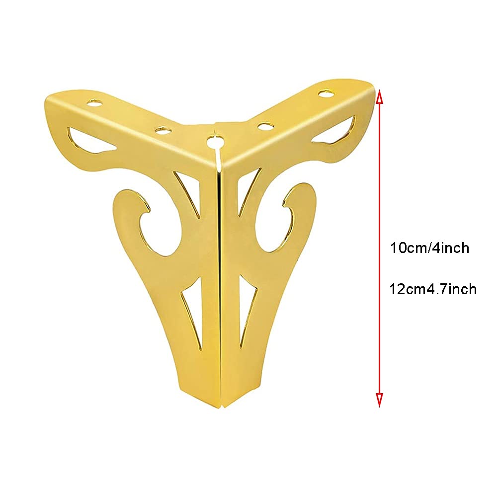 Modern Gold Triangle Diamond Furniture Legs - 4 Inch DIY Replacement Feet for Cupboard, Couch, Chair & Table - Upgrade Home Office & Living Room Decor