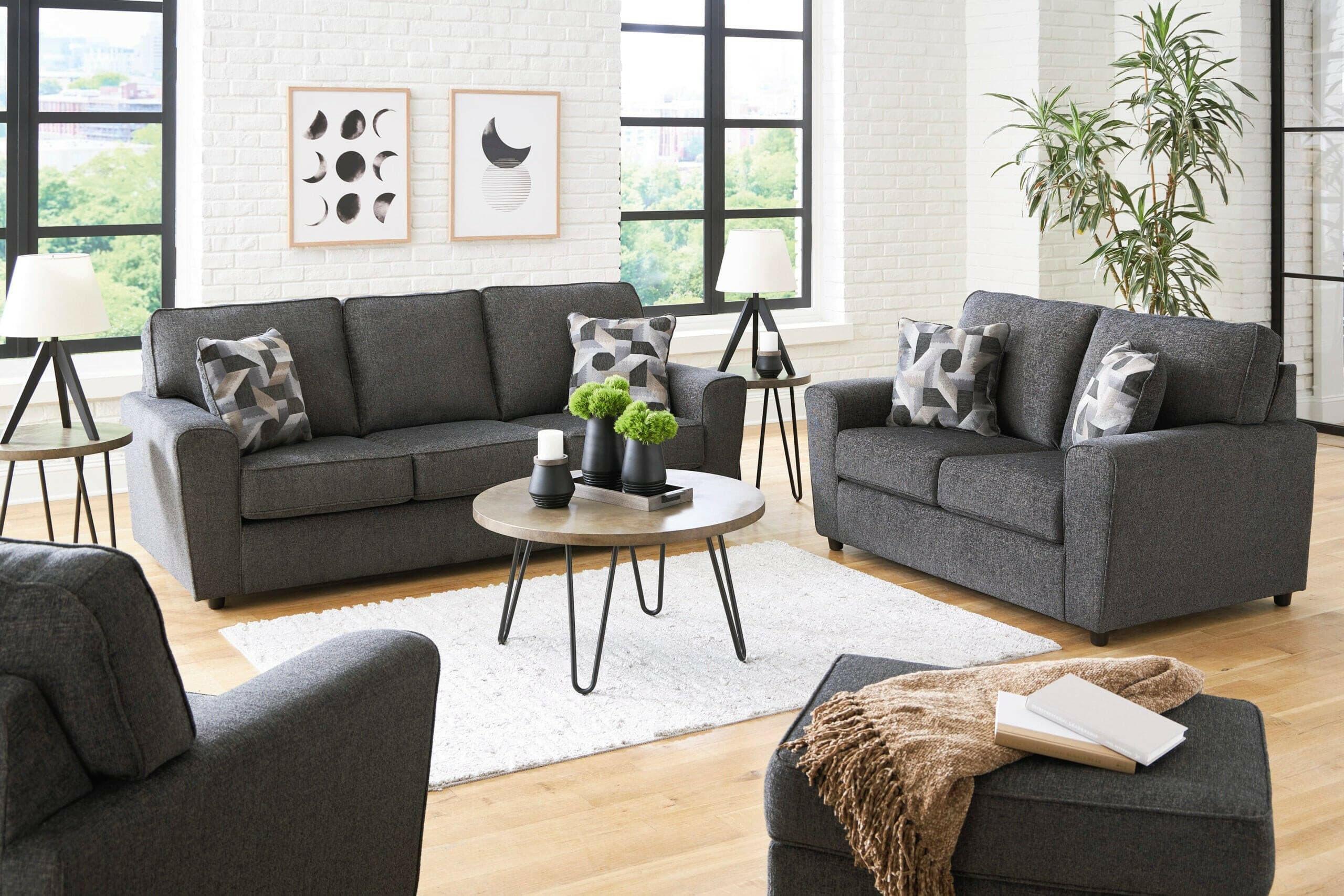 Cascilla Slate Gray Sofa & Loveseat Set 26804 - Modern Living Room Furniture for Small Spaces, Perfect for Apartments and Cozy Homes