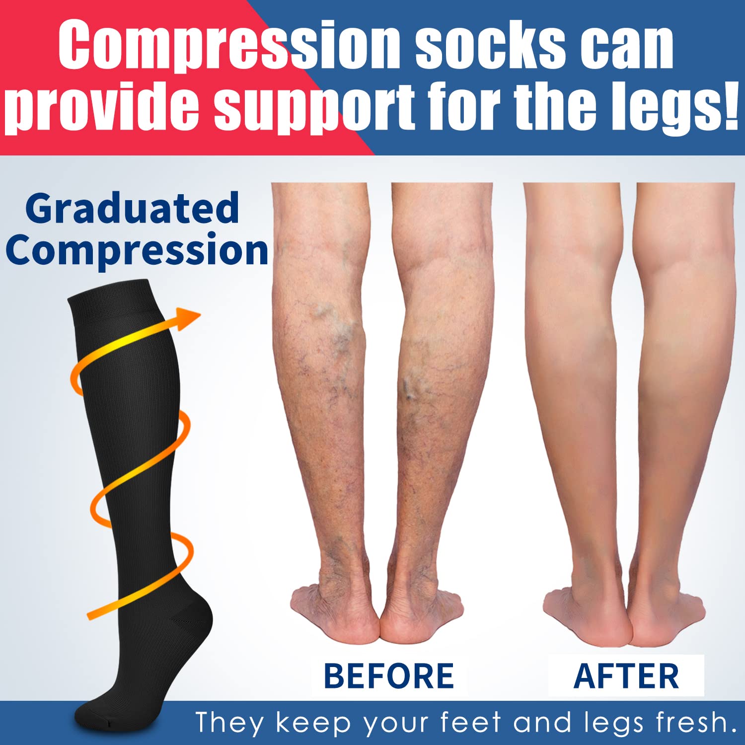 Laite Hebe 4 Pairs Compression Socks for Women & Men - Best Circulation Support for Nurses, Running, Athletic Performance - Perfect for Workouts, Long Shifts & Travel