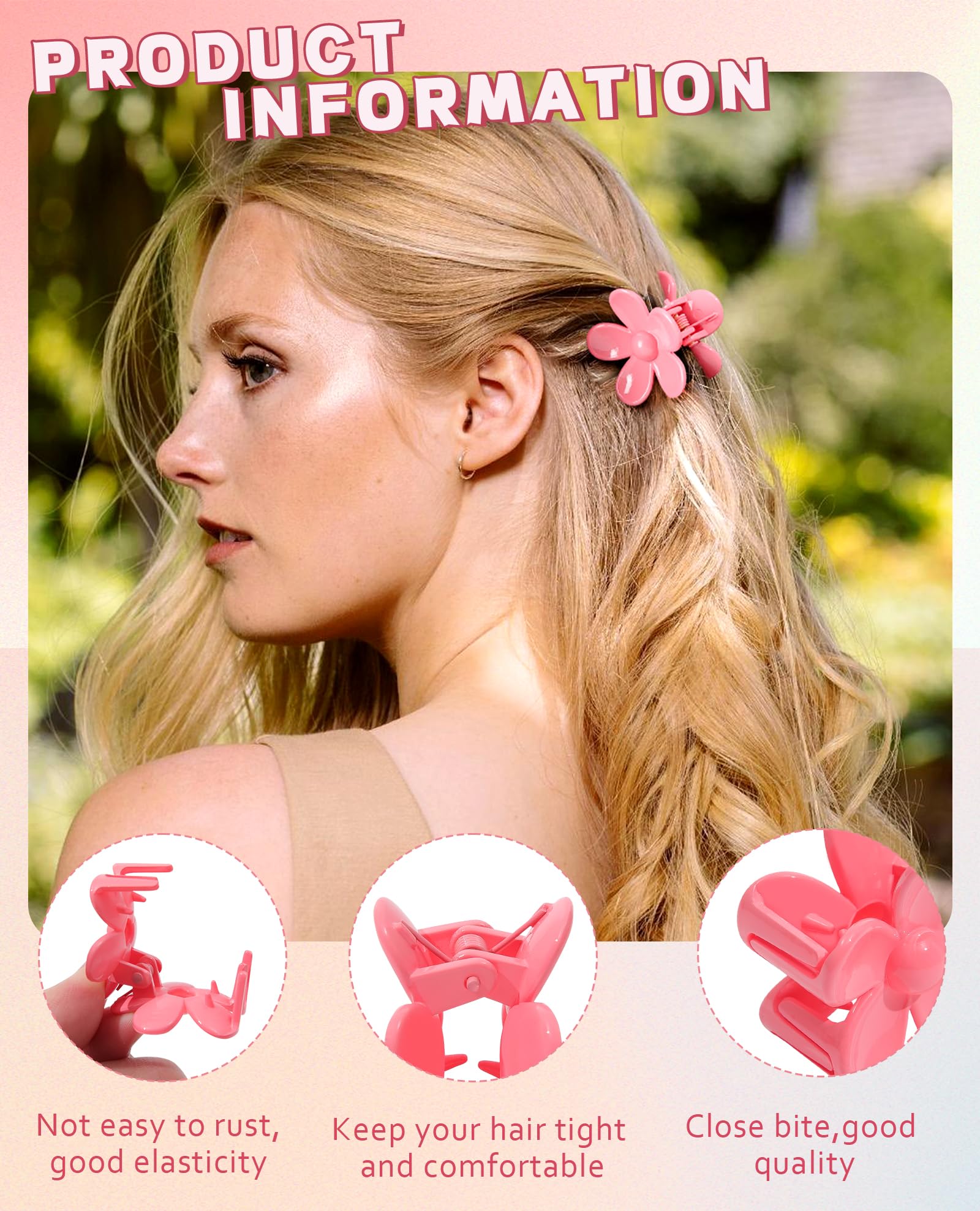 Small Claw Hair Clips & Jaw Clamps for Thin Hair - Glossy Flower Hair Accessories for Women & Girls | Perfect for School, Work & Everyday Styling