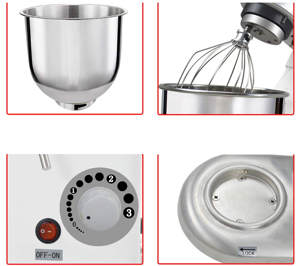 CGOLDENWALL 10.5QT Commercial Stainless Steel Electric Stand Mixer - 3 Speed Dough & Egg Beater for Baking, Cooking - 110V/220V Heavy Duty Kitchen Mixer for Bread, Cake, Pizza Dough & Cookie Batter