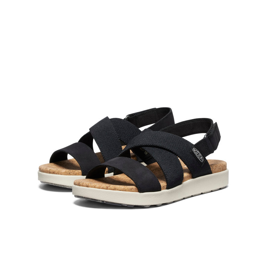 Women's Elle Criss Cross Sandals - Black/Birch | Comfortable Summer Casual Shoes for Beach, Vacation & Everyday Wear
