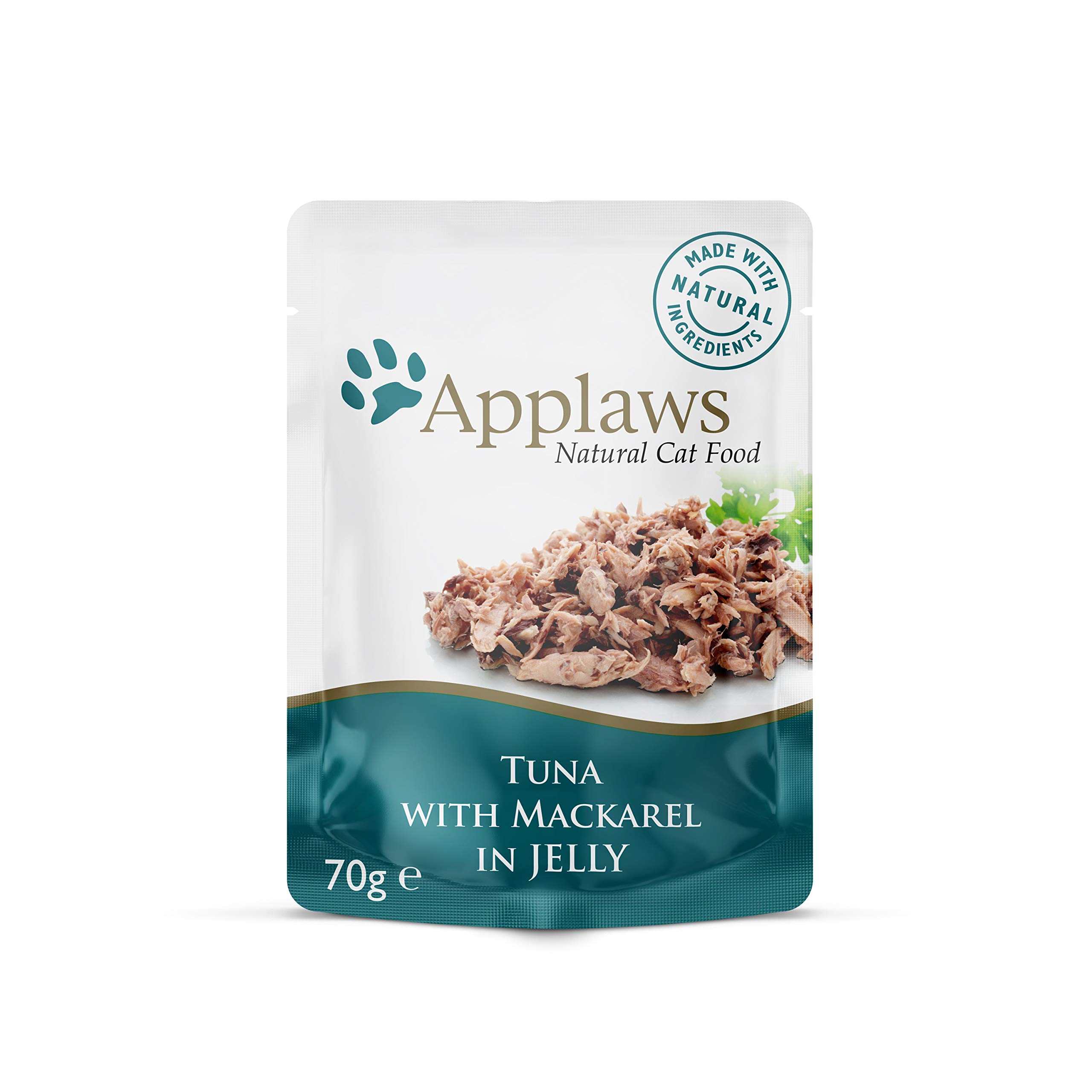 **Applaws Natural Cat Food - Tuna & Mackerel in Jelly, 70g Pouch (Pack of 16) - High-Protein Wet Cat Food for Adult & Senior Cats - Perfect for Mealtime, Travel & Treats**