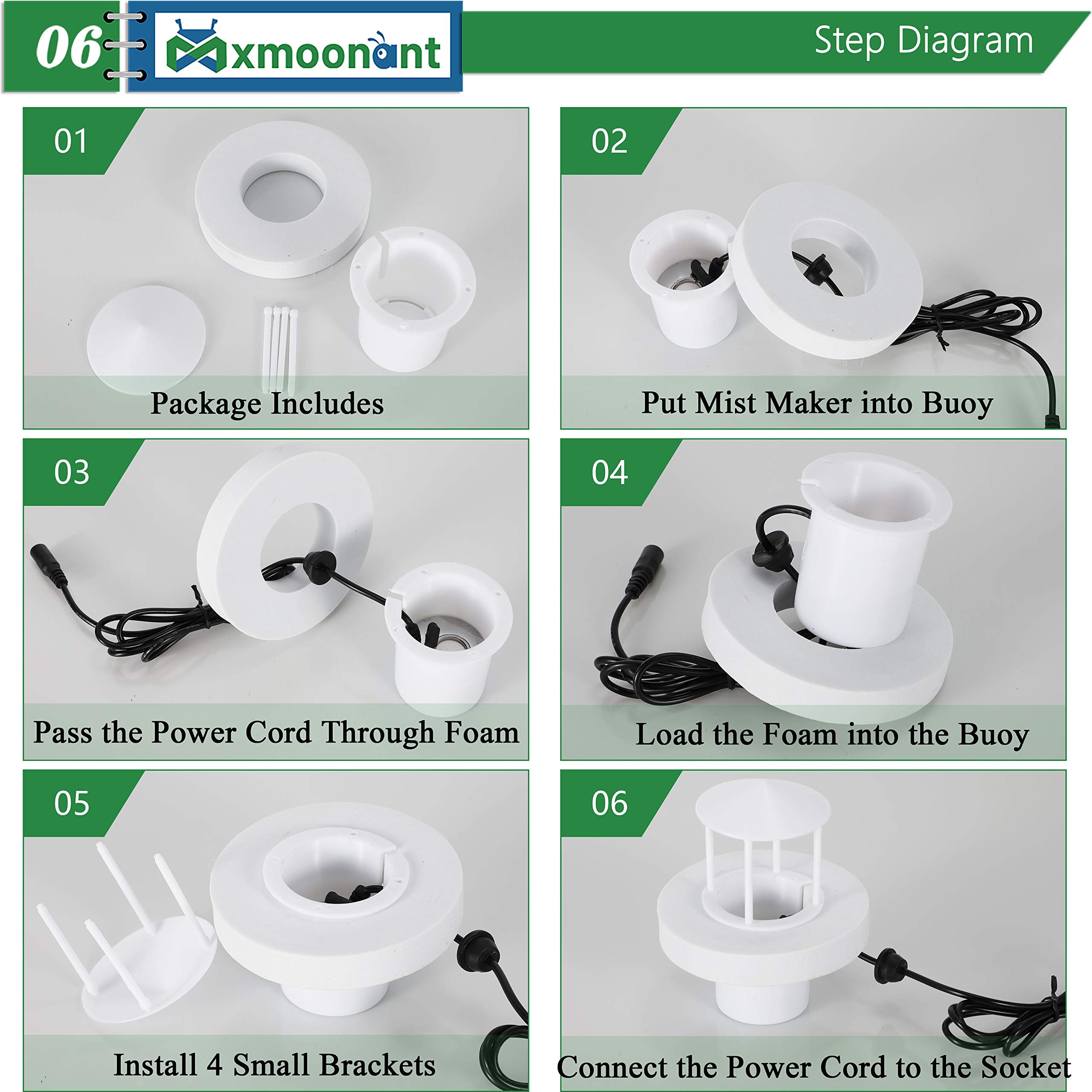 Mxmoonant Splash Guard & Float for Single-Head Ultrasonic Mist Maker - Water Depth Over 10cm/3.94inch - Perfect for Humidifiers, Aromatherapy Diffusers & Indoor Fountain Decor (Mist Maker Not Included)
