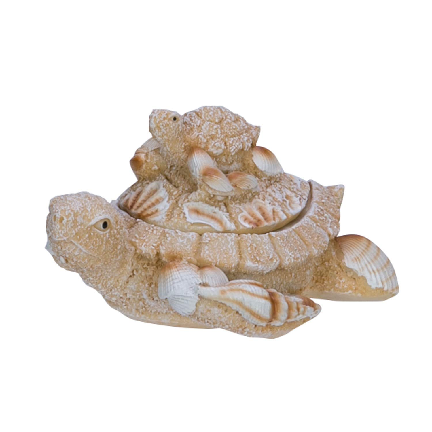 Handcrafted Beachcombers Sand & Shell Turtle Jewelry Box - Perfect for Beach Themed Decor, Coastal Home Accents & Gift Giving