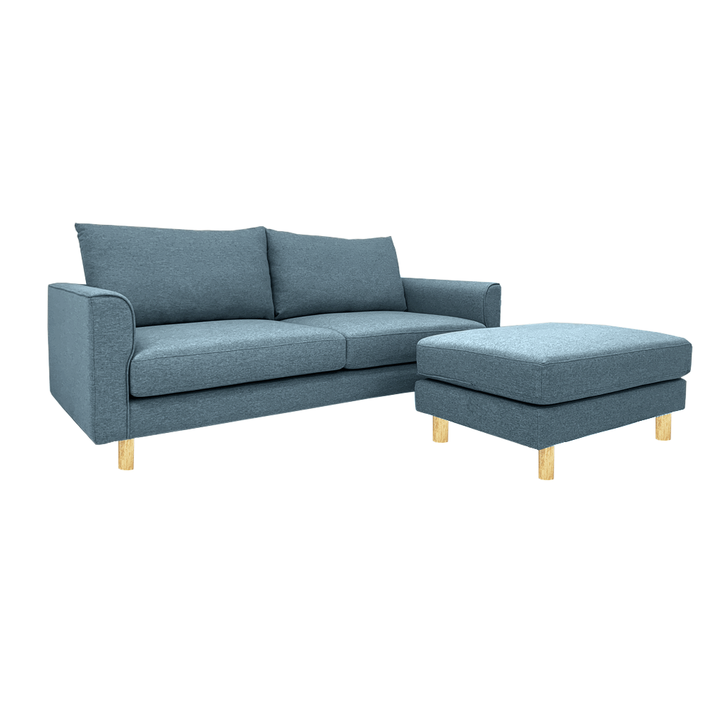 Toby Sofa with Ottoman - EcoClean Fabric, Modern Living Room Furniture for Small Spaces | Perfect for Apartments, Lounging & Movie Nights