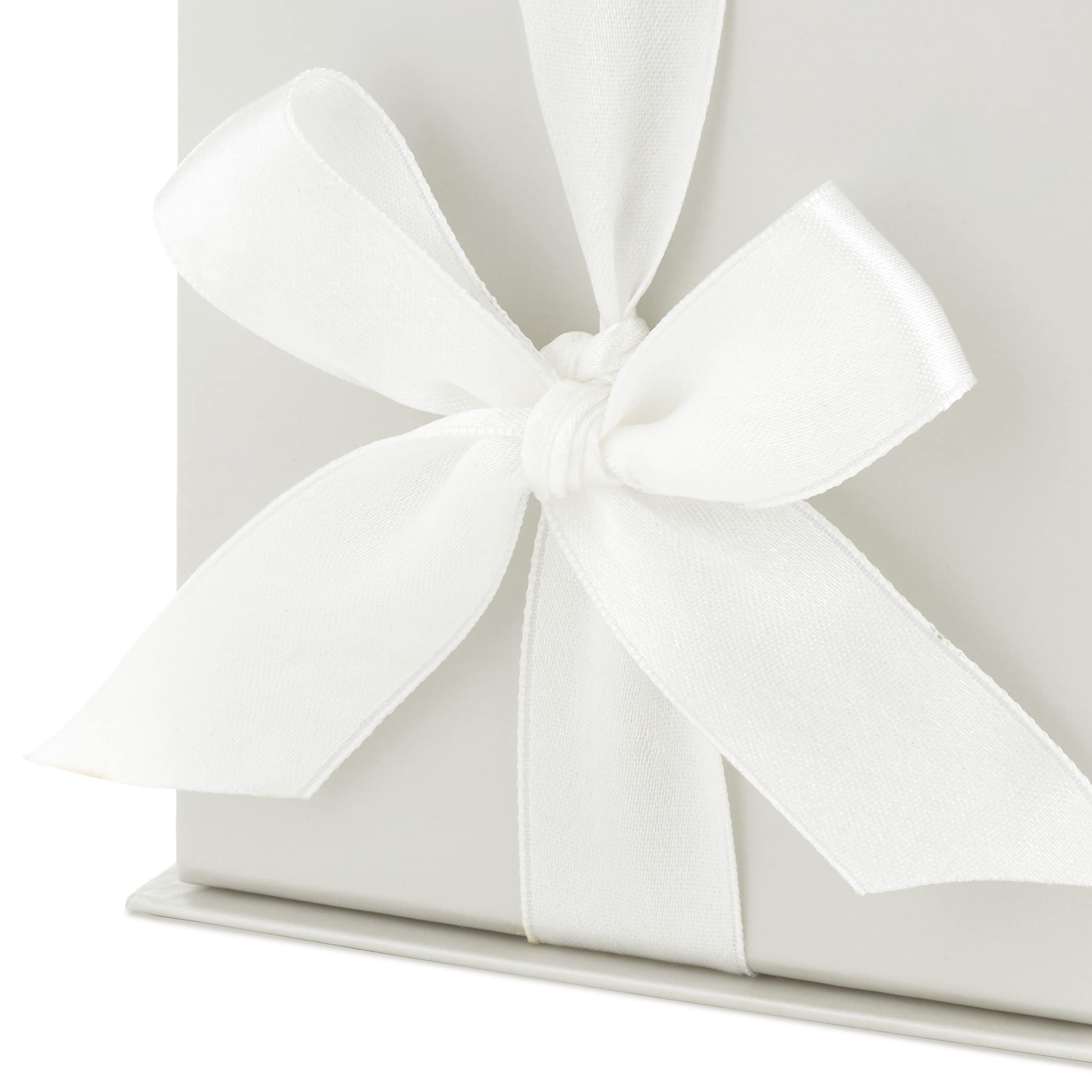 Hallmark 4 Inch Grey White Gift Box with Bow & Shredded Paper Filler - Perfect for Weddings, Bridal Showers, Graduations, Birthdays & All Occasions | Elegant Gift Packaging for Jewelry, Candles & Small Presents