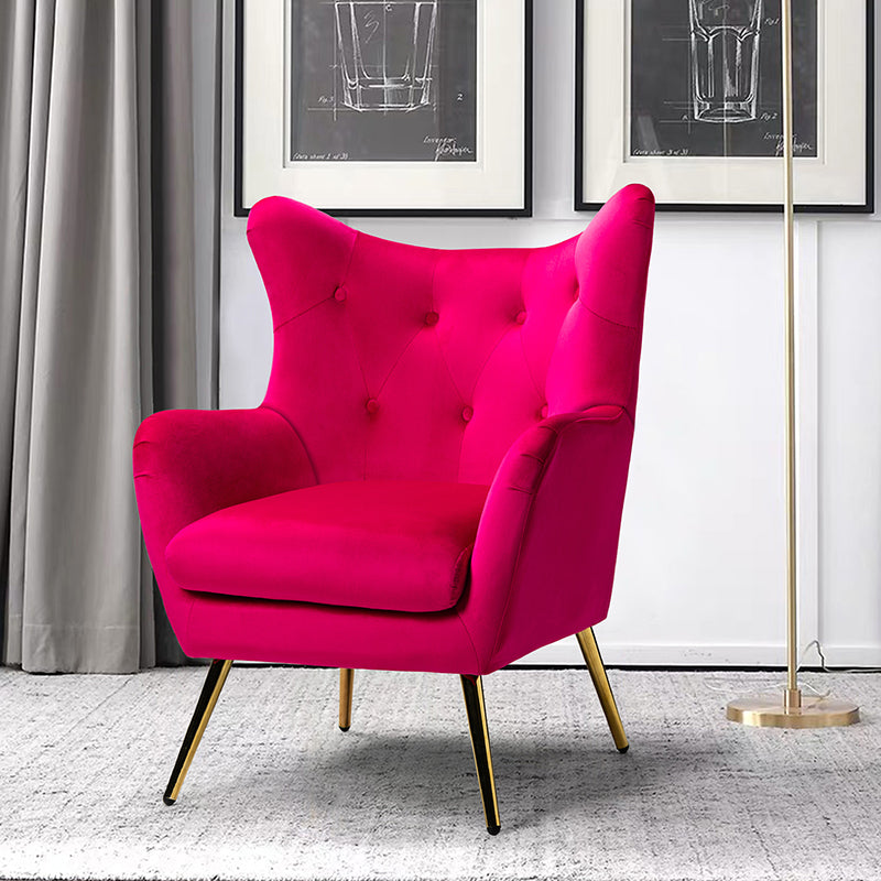 Luxury Isabelle Wingback Velvet Upholstered Armchair - High Back Accent Chair with Sturdy Metal Legs for Living Room, Bedroom & Office Decor