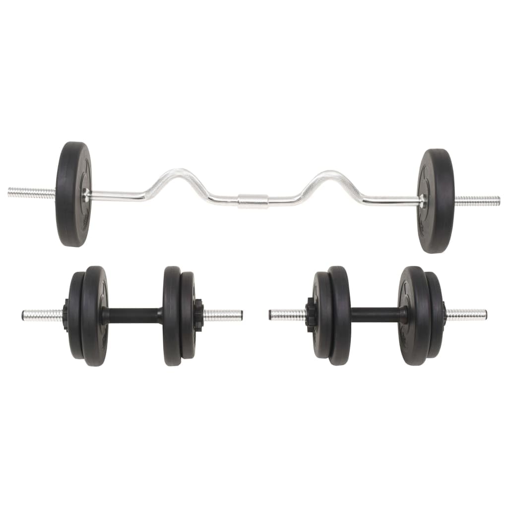 vidaXL Barbell and Dumbbell Set - 66.1 lb Free Weights for Home Gym, Strength Training Equipment for Men & Women - Perfect for Weightlifting, CrossFit, and Full-Body Workouts