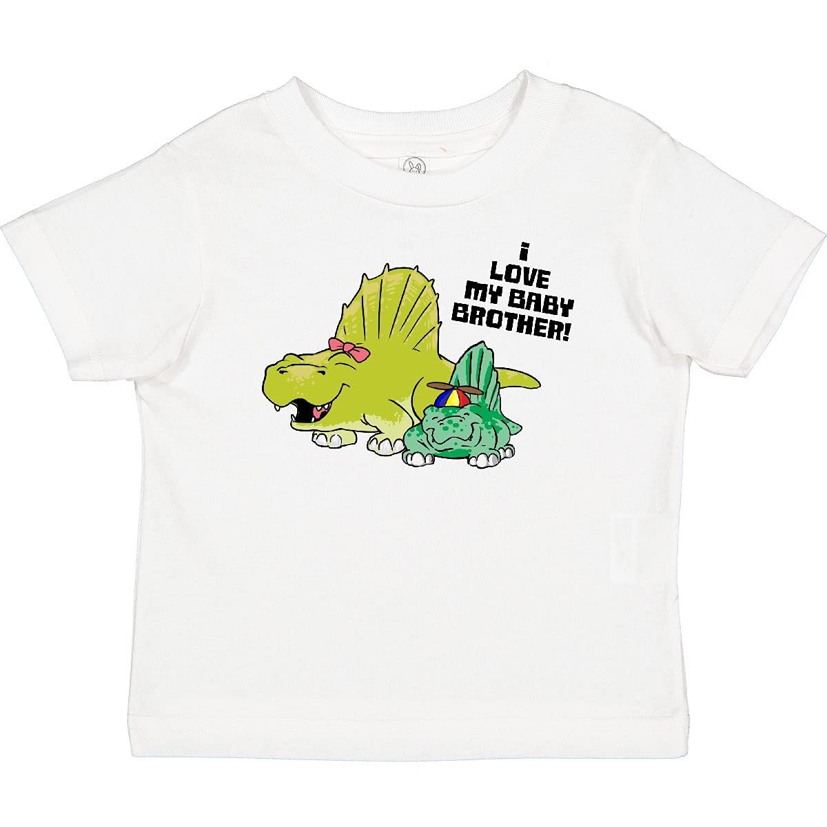 I Love My Baby Brother with Baby Dimetrodon Graphic Baby T-Shirt | Cute Dinosaur Sibling Outfit for Boys & Girls | Perfect for Family Photos & Sibling Bonding
