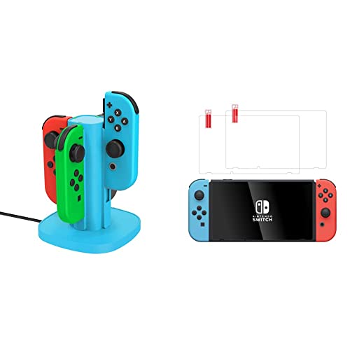Nintendo Switch Joy Con Charger Dock & Lite Screen Protector - Gaming Accessories