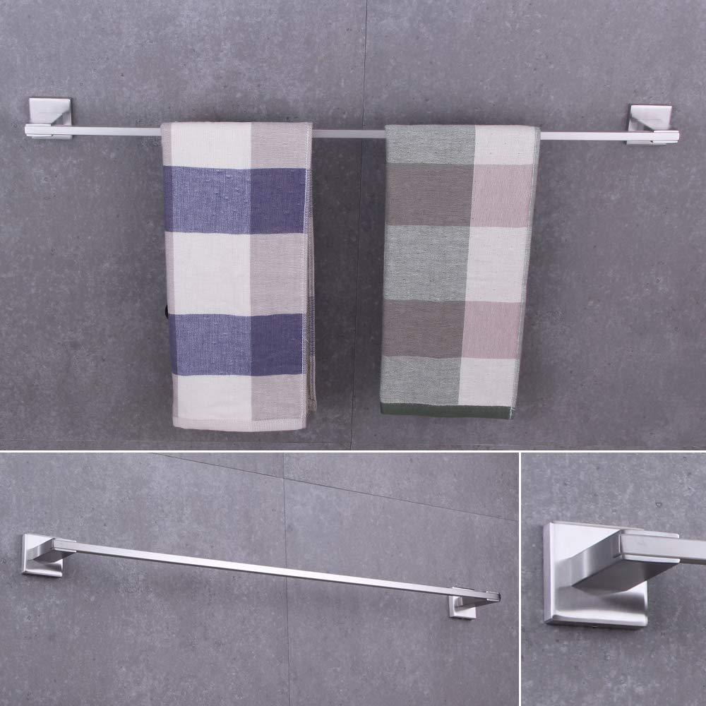 BEIGEEWY 36-Inch SUS 304 Stainless Steel Towel Bar - Modern Brushed Finish Wall Mounted Bathroom Towel Holder for Spa, Hotel & Home Decor