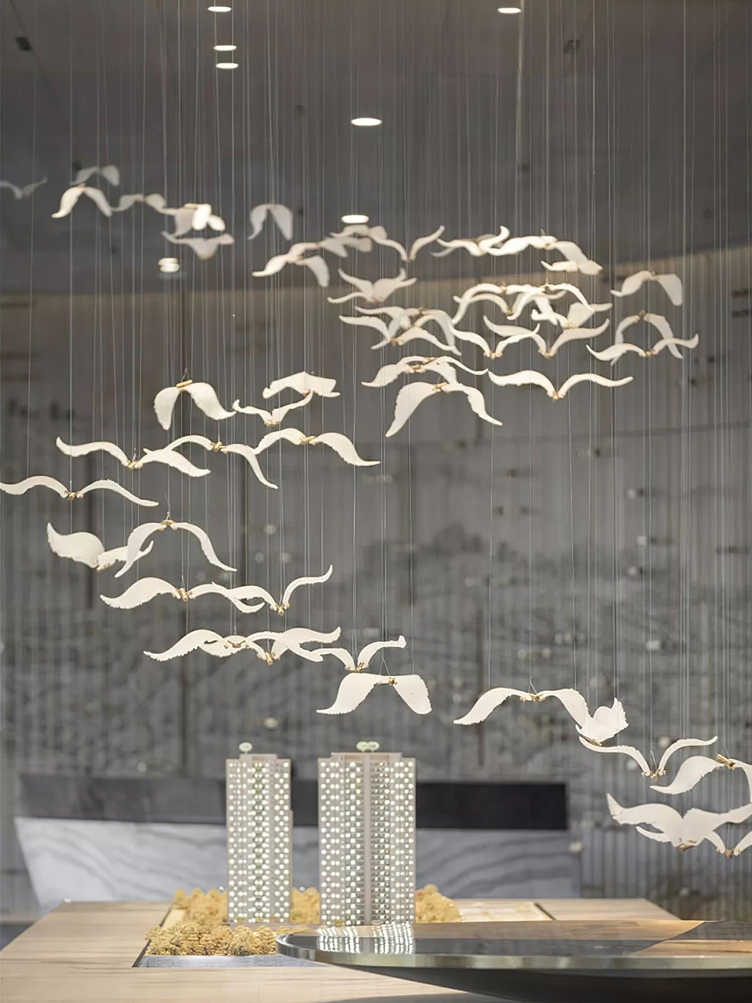 Large Seagull Chandelier - Modern Coastal Ceiling Light Fixture for Beach House, Dining Room & Bedroom Decor