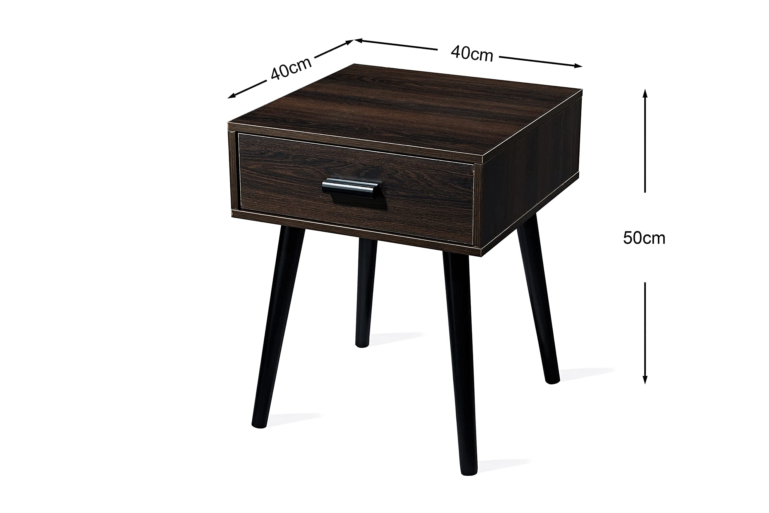 Industrial Nightstand with 1 Drawer - Dark Brown Wooden End Table for Bedroom, Small Space - Sturdy Wood Legs & Espresso Finish (LJET002A) - Perfect for Apartments, Dorms & Cozy Bedrooms