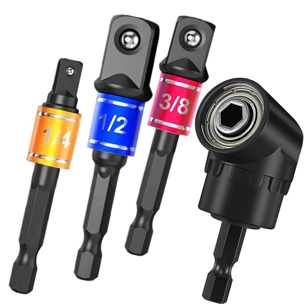 Premium 3-Piece Hex Shank Impact Socket Adapter Set (1/4
