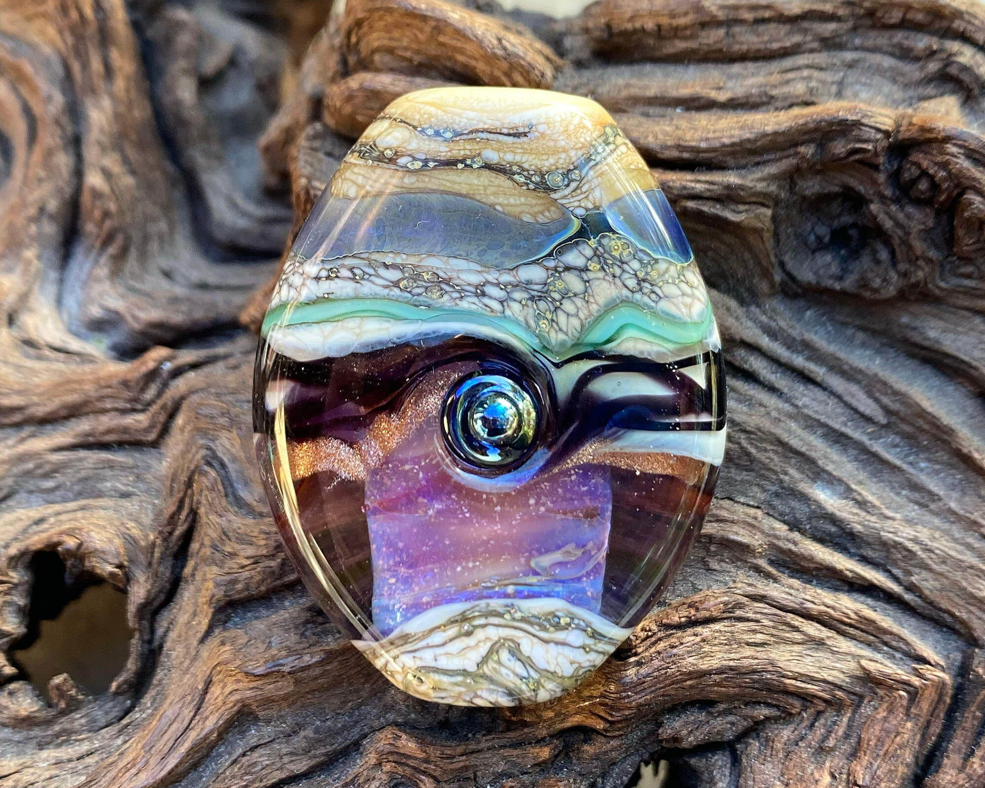 Purple Organic Lampwork Focal Bead SRA - Handmade Glass Bead for Jewelry Making, DIY Crafts & Necklace Design | Perfect for Beaders, Artists & Craft Enthusiasts