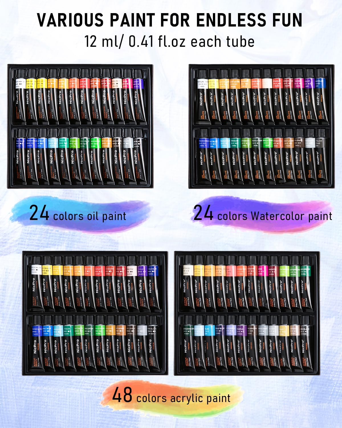 Nicpro 158PCS Deluxe Art Painting Kit with Metal & Solid Beech Wood Easel - Acrylic, Oil & Watercolor Paint Set, Brushes, Canvas, Palette, Paper Pad - Professional Artist Supplies for Adults | Perfect for Studio, Home & Outdoor Painting Projects