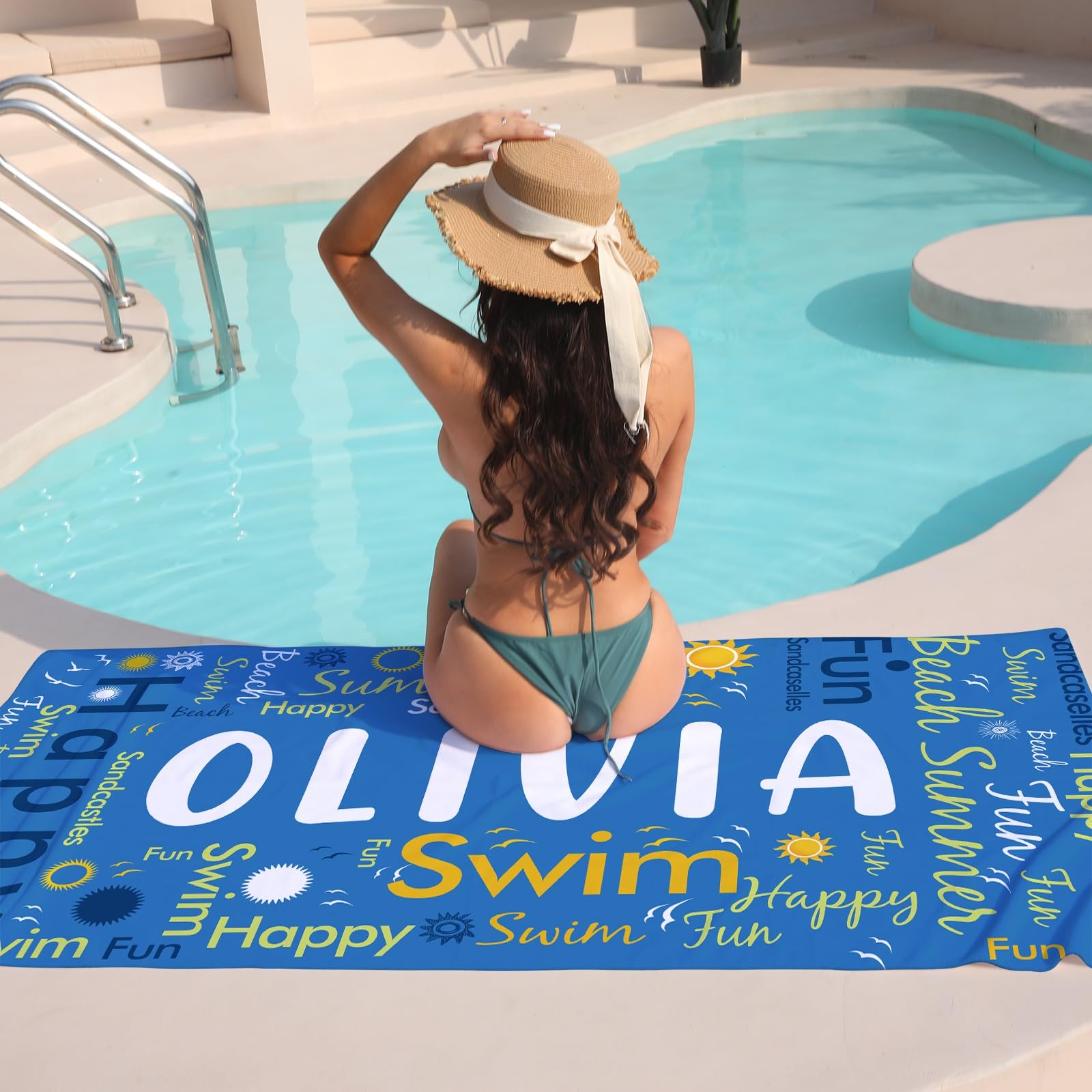 Custom Name Beach Towel for Kids & Adults - 30x60 Inch Personalized Microfiber Towel - Soft, Quick-Drying, Lightweight - Perfect for Beach, Pool, Travel & Summer Vacation Gifts (18 Colors Available)