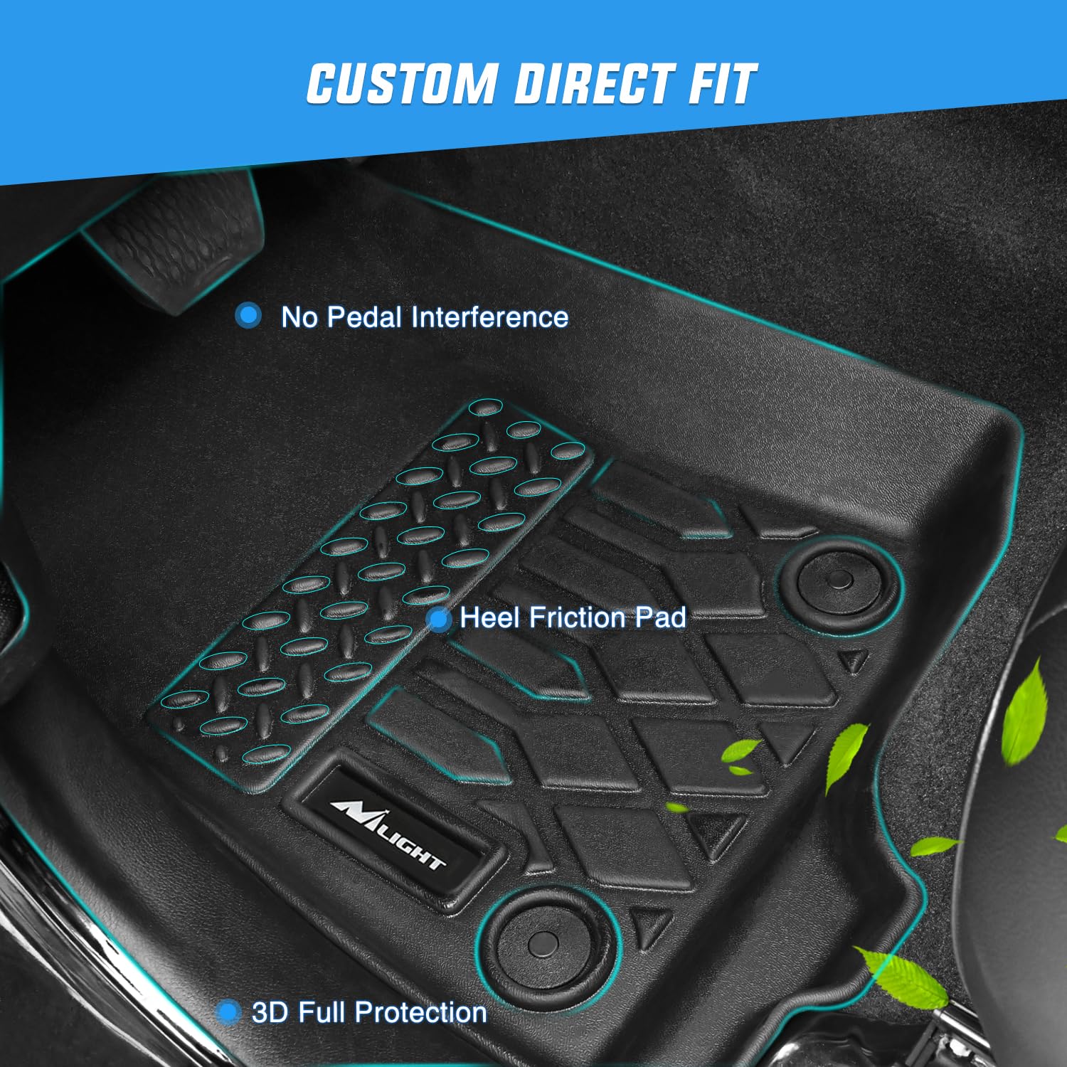 Nilight Custom Fit All-Weather TPE Floor Mats for Chevy Malibu 2016-2025 - Heavy Duty Car Floor Liners for Rain, Snow & Mud Protection - Perfect for Daily Commute, Road Trips & Outdoor Adventures