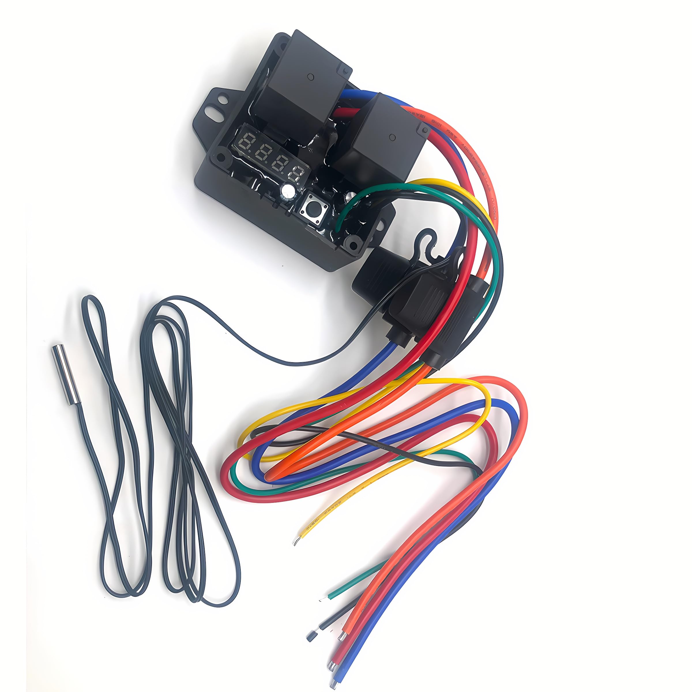 Adjustable Temperature Digital Electric Thermatic Dual Fan Switch Kit - 12V & 24V Compatible for Car, Truck & RV Cooling Systems | Perfect for Engine Temperature Control & Overheating Prevention