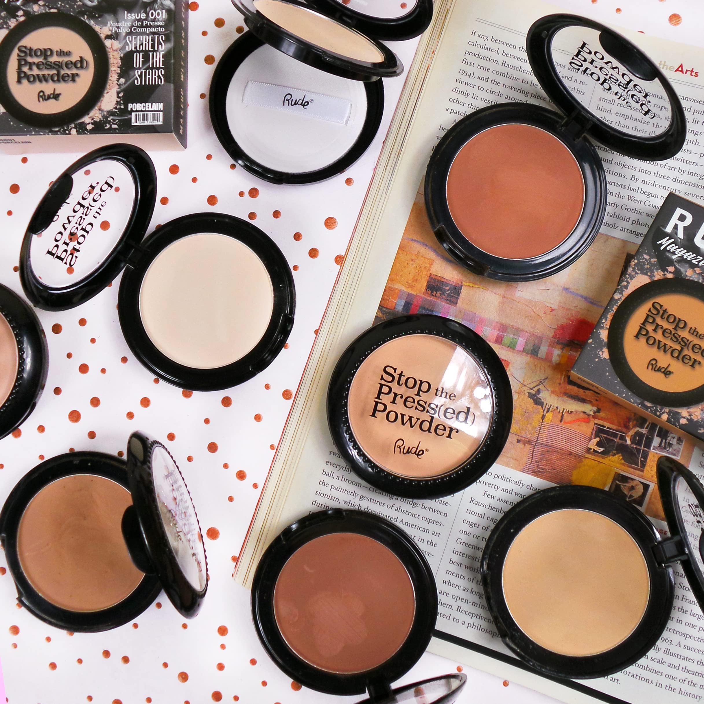 RUDE Stop the Press(ed) Powder - Matte Finishing Pressed Powder for Oily Skin | Oil Control & Shine Reduction | Perfect for Daily Makeup & Touch-Ups