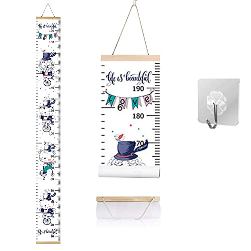 Kids Growth Chart Wall Decor - Removable Canvas Height Measurement Ruler for Nursery & Bedroom (7.9 x 79 inches) - Perfect for Tracking Child's Development & Room Decoration
