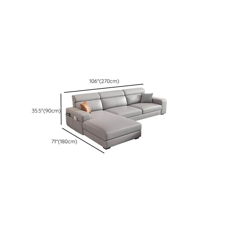 L-Shaped & Straight Sectional Sofa with USB Charging Ports - Left or Right Facing Chaise Lounge for Living Room, Home Theater & Office Spaces