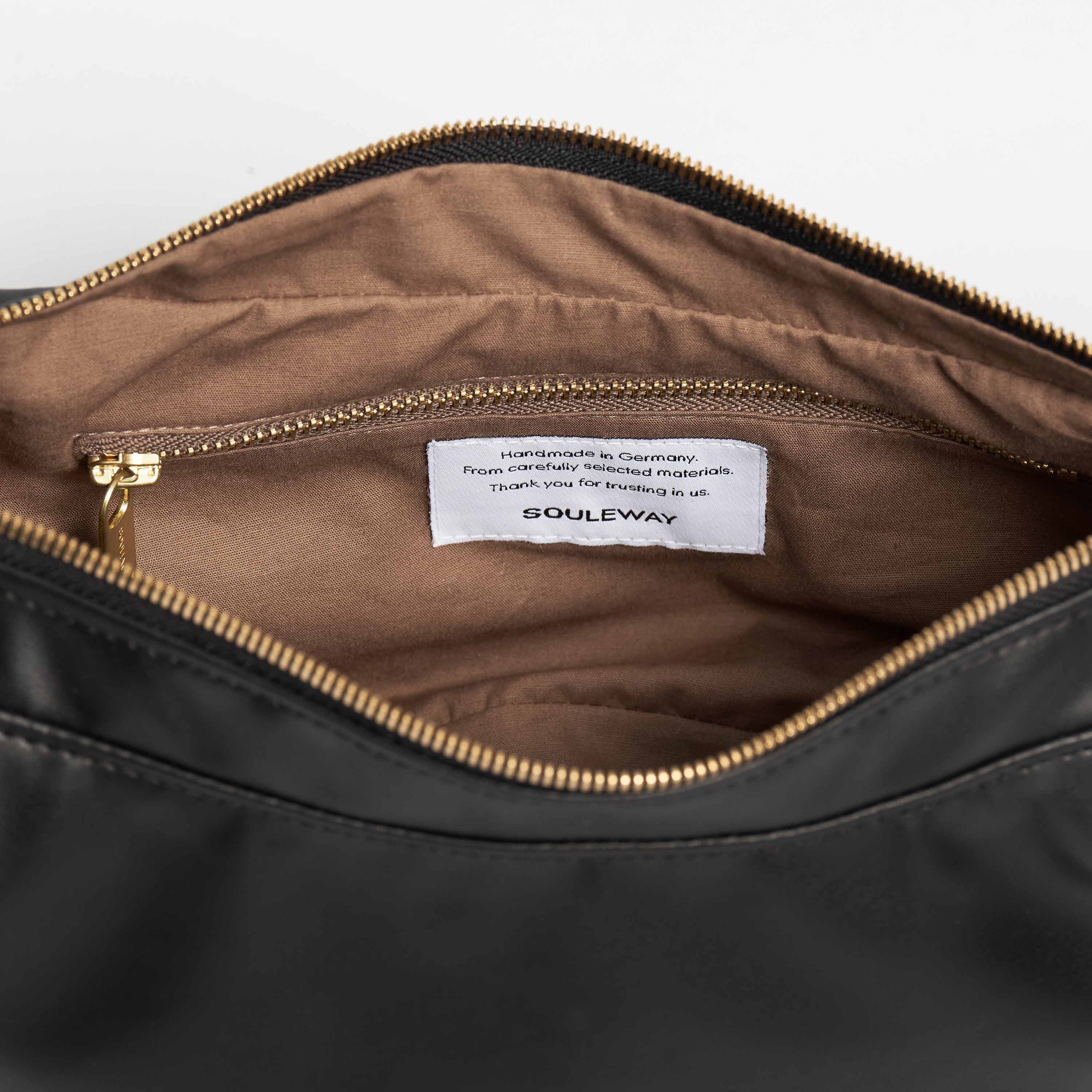 Oleatex Vegan Olive Leather Half Moon Bag for Women | Night Black | Perfect for Evening Parties, Date Nights & Special Occasions