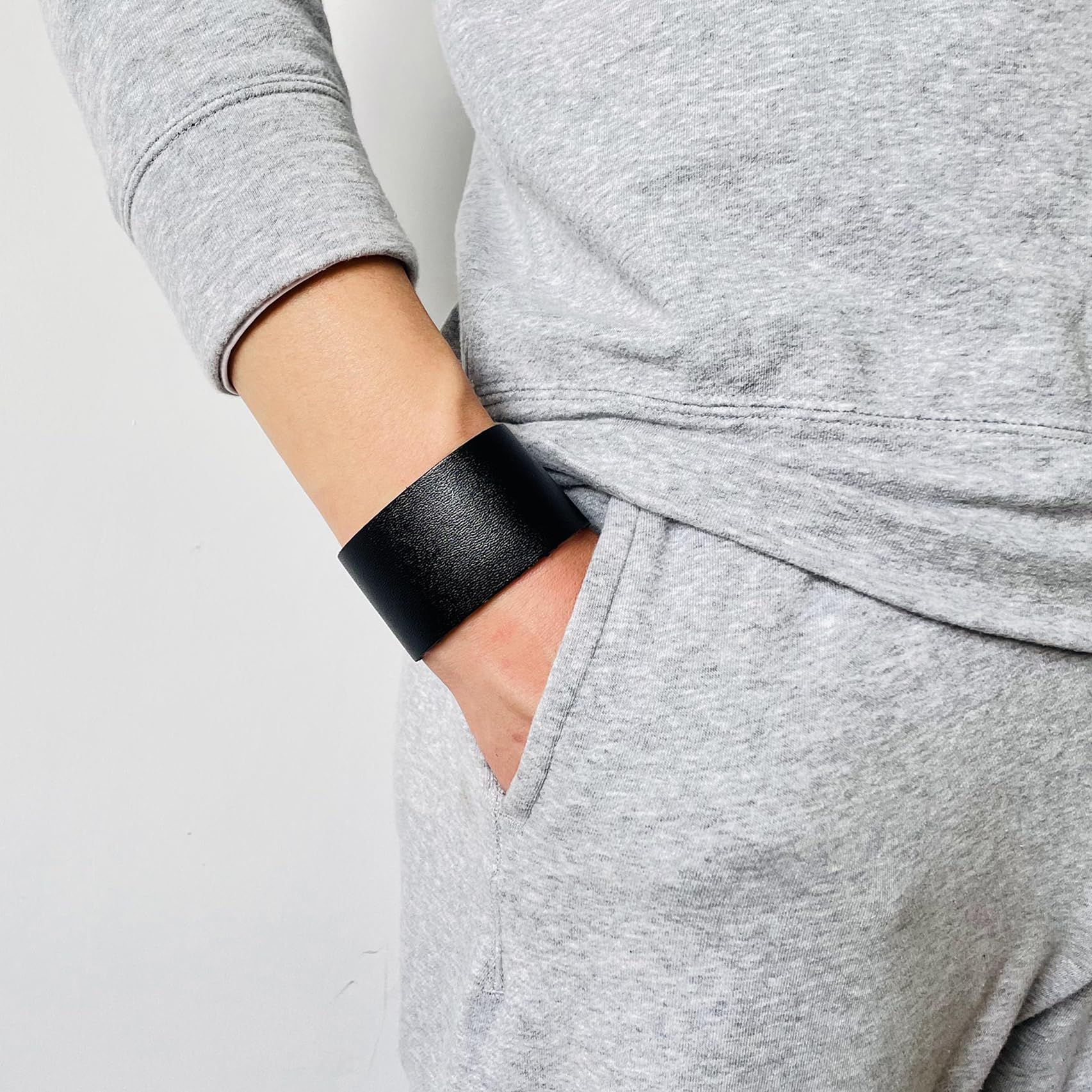 Punk Rock Wide Faux Leather Wristband - Retro Adjustable Snap Bracelet Arm Band Cuff for Men & Women - Perfect for Concerts, Festivals and Gothic Fashion Accessories