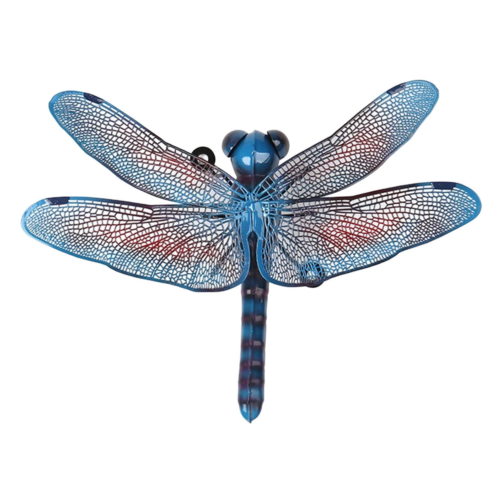 Gazechimp Blue Metal Dragonfly Wall Art - Handcrafted Home Decor Sculpture for Bedroom, Entrance, Yard, Gate & Patio | Outdoor & Indoor Decorative Accents