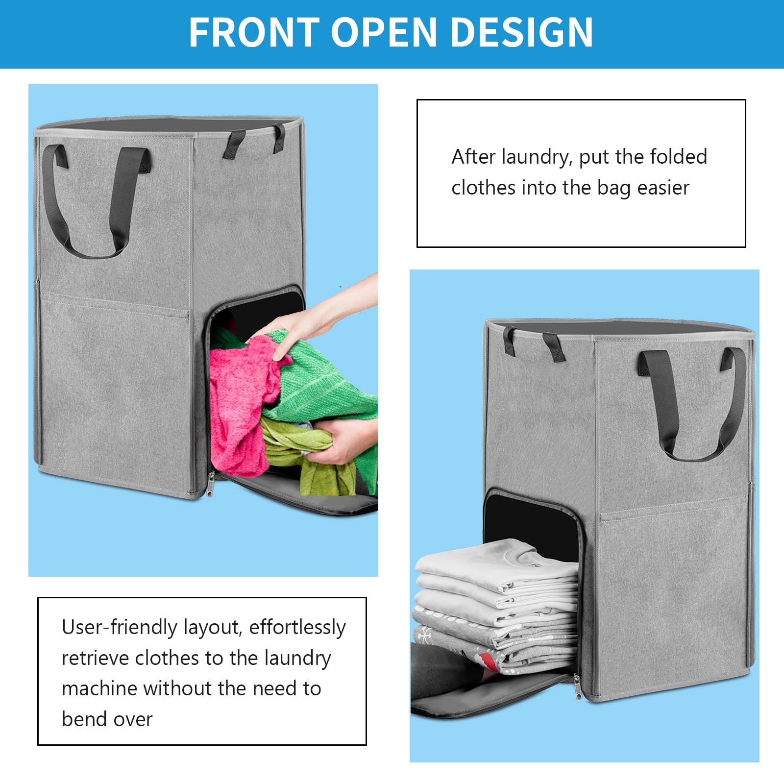 Bukere Extra Large 2-in-1 Laundry Backpack & Hamper Basket - Adjustable Shoulder Straps for College Dorm, Apartment & Travel - Freestanding Laundry Bag for Laundromat, Camping & Gym Use