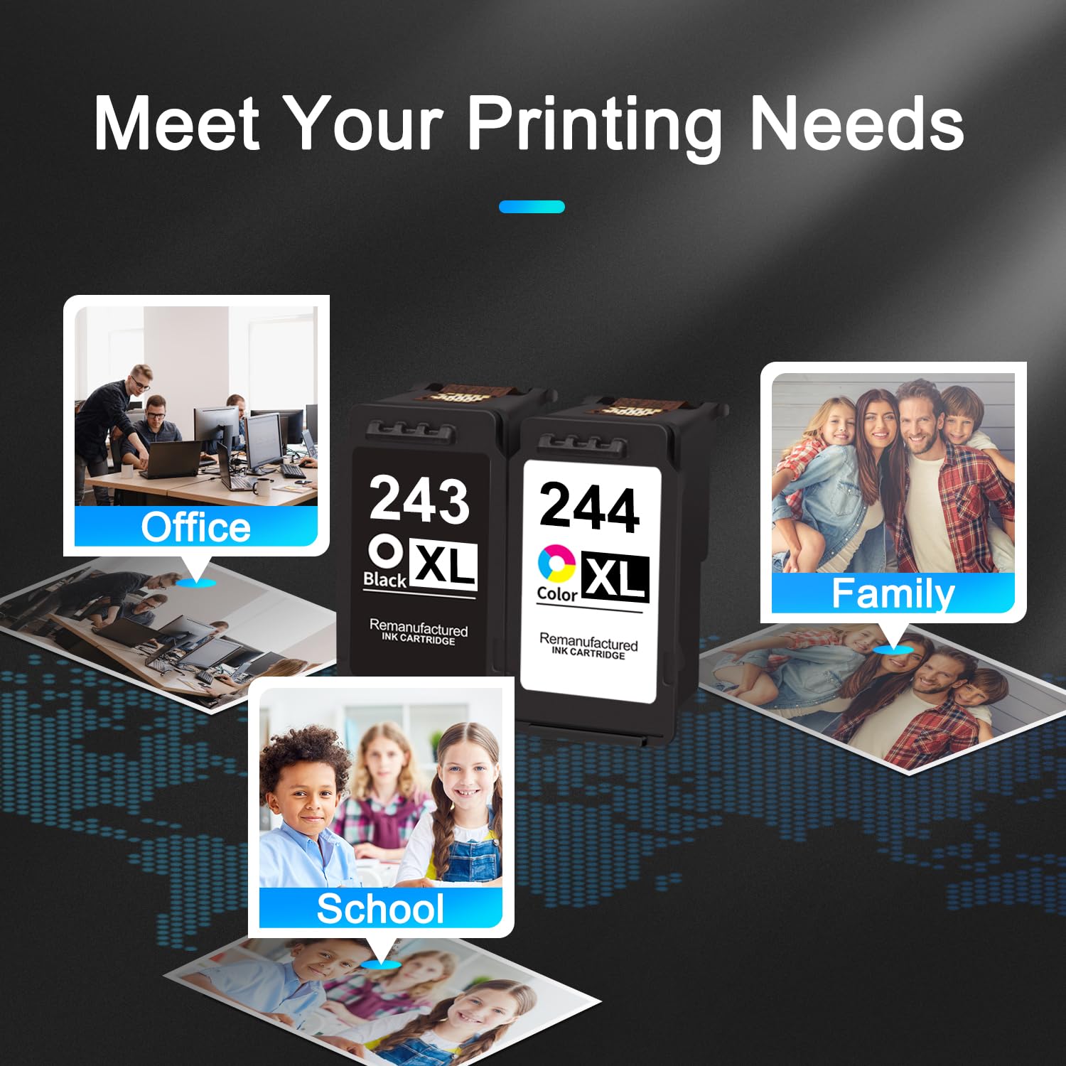 Canon 243XL 244XL Ink Cartridge Combo Pack - for PIXMA Printers | Home & Office Use