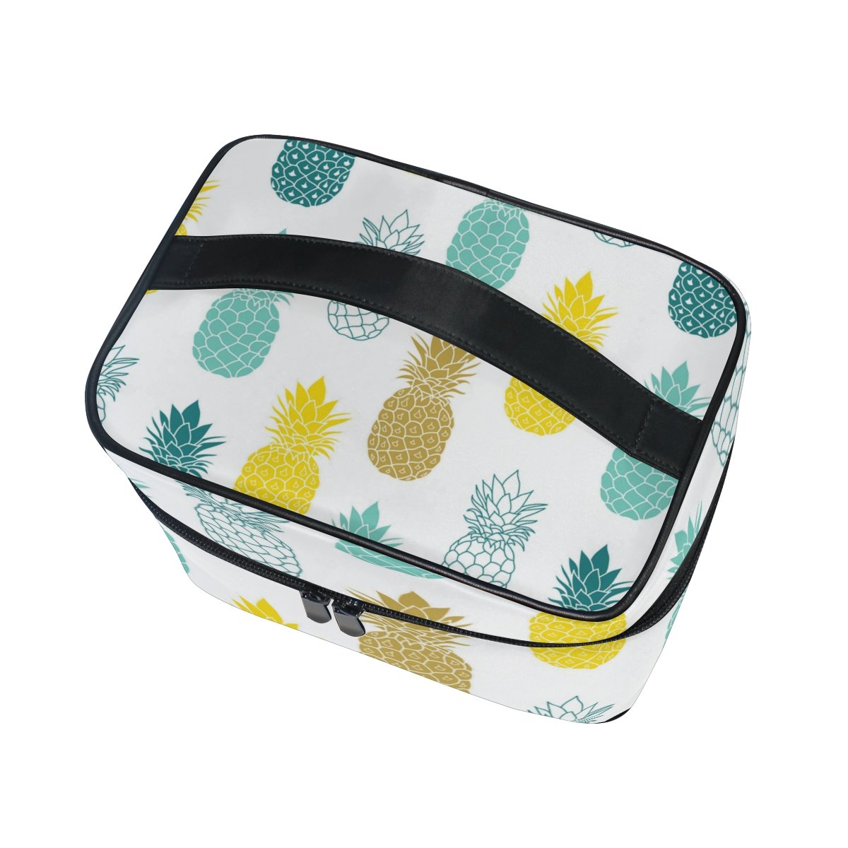 Stylish Cooper Girl Summer Tropical Pineapple Cosmetic Bag - Waterproof Travel Makeup Organizer for Women, Perfect for Beach Vacation & Gym Essentials Storage