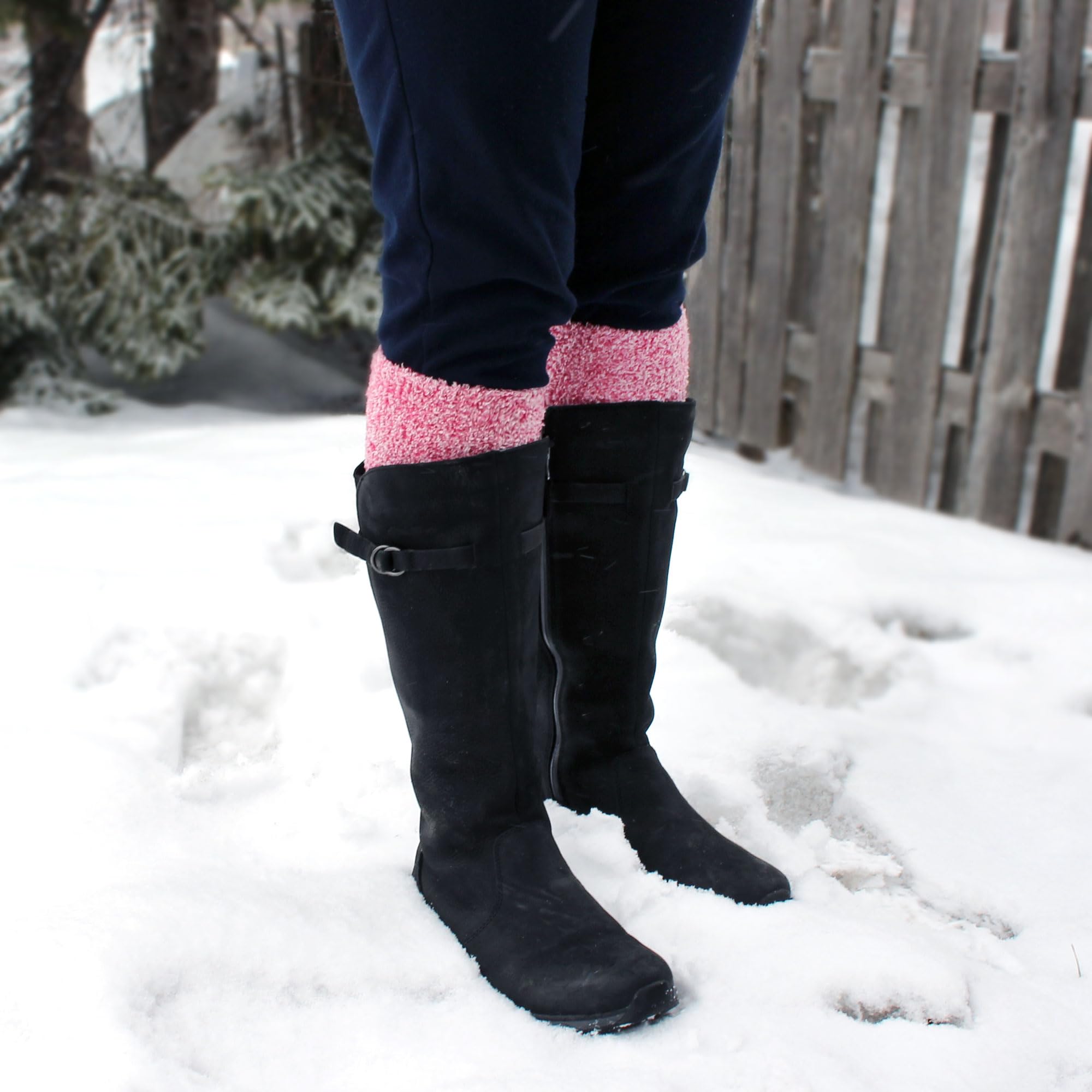 Women's Soft Cozy Fuzzy Feather Knee High Socks - Warm Winter Boot Socks for Women, Perfect for Cold Weather, Home, Office & Outdoor Activities