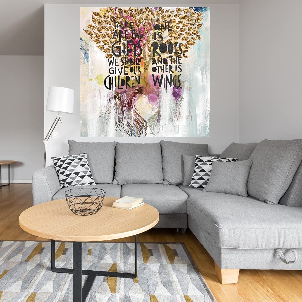 Tree of Life Canvas Wall Art - Hand Painted by Artist Nikki Chu - 37x37 Inch Ready to Hang Painting for Living Room, Bedroom, Office Decor - Nature Inspired Home Décor for Modern & Bohemian Interiors