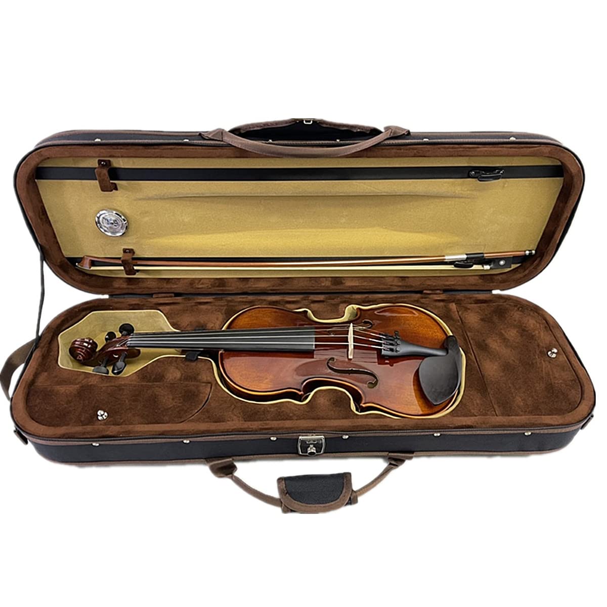 Premium 3/4 Size Foam Padded Oblong Violin Case with Free Strings - Perfect for Student Musicians & Travel Protection