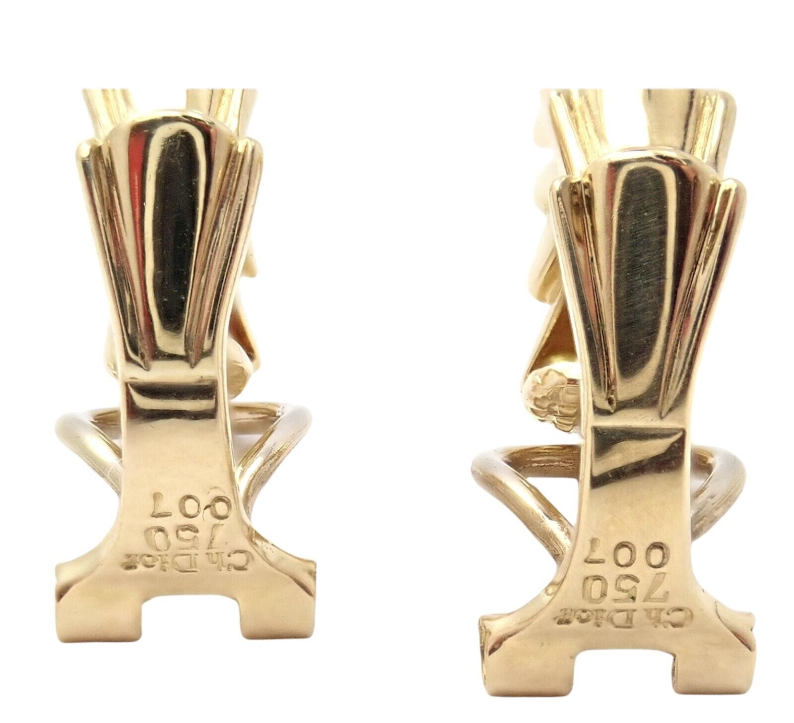 Authentic Christian Dior 18k Yellow Gold Diamond Ruby Earrings - Luxury Jewelry for Women, Perfect for Weddings, Parties & Special Occasions