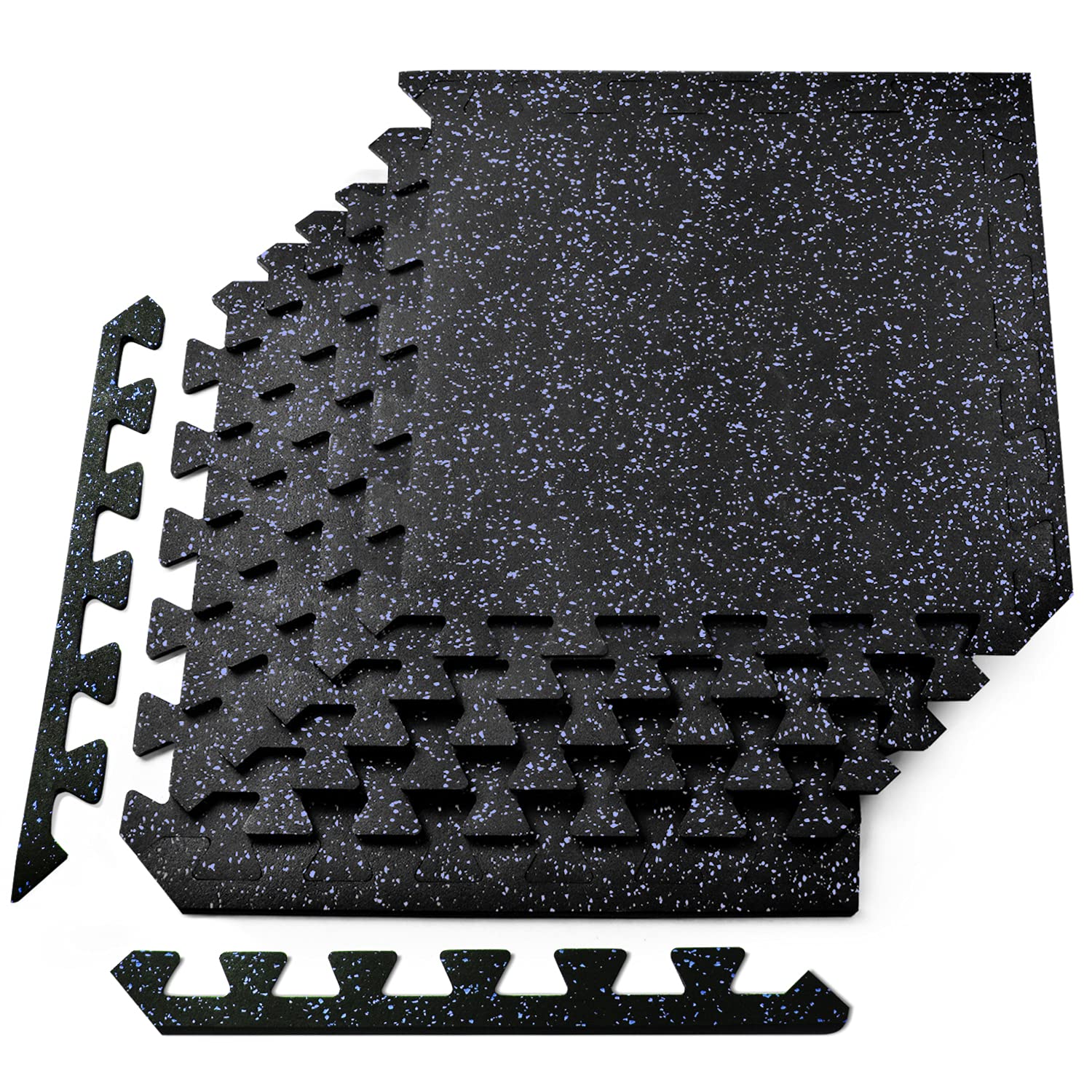 Yes4All 20-24 Sq Ft Heavy Duty 100% Rubber Interlocking Gym Floor Mats - Non-Slip Exercise Mats for Home & Commercial Gyms, Weight Equipment Protection - Perfect for Workout Areas, Garage Gyms, Yoga Studios & Playrooms