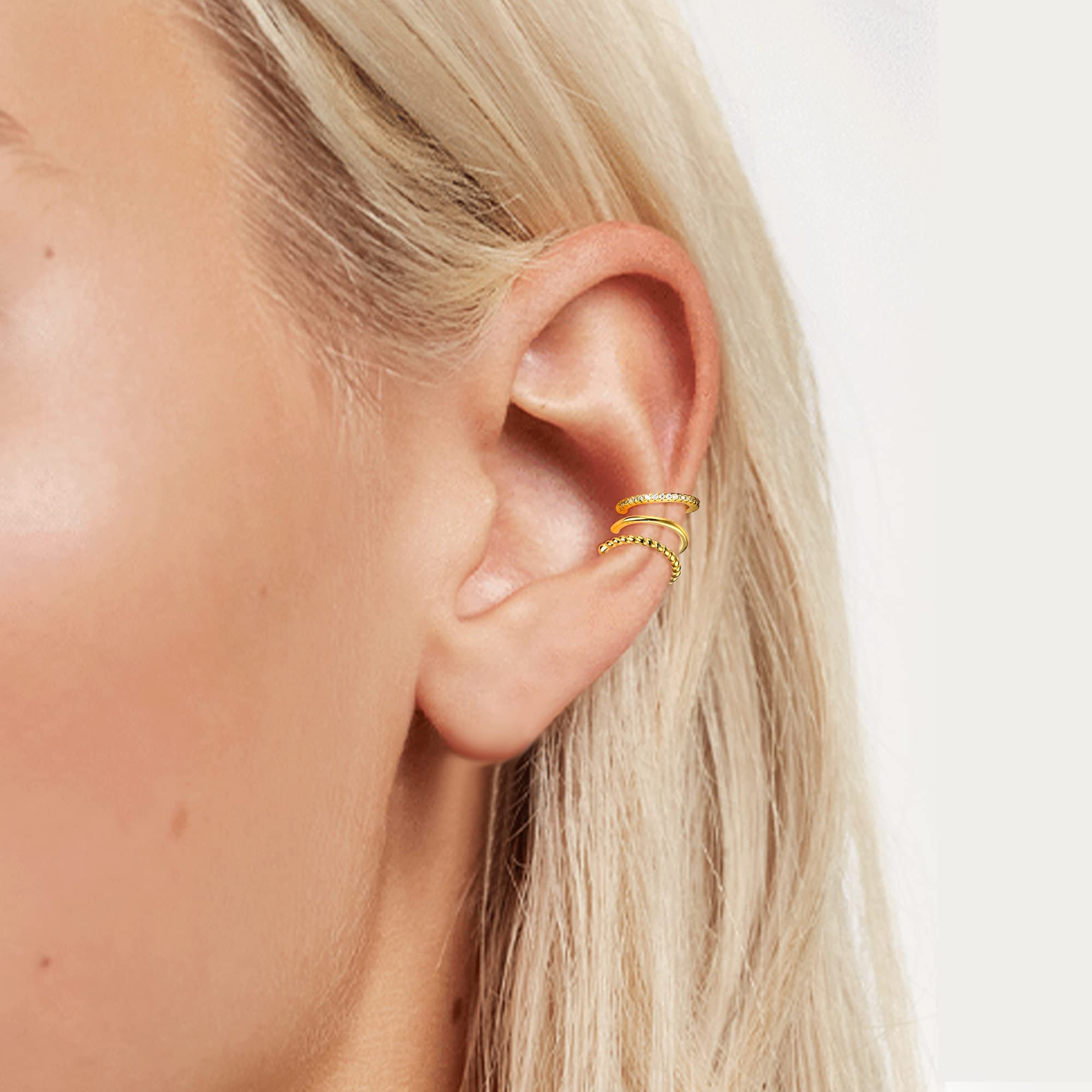 925 Sterling Silver Non-Piercing Ear Cuffs - Hypoallergenic Cartilage Earrings for Women | Fake Helix & Conch Cuff Jewelry | Perfect for Sensitive Ears & Everyday Wear
