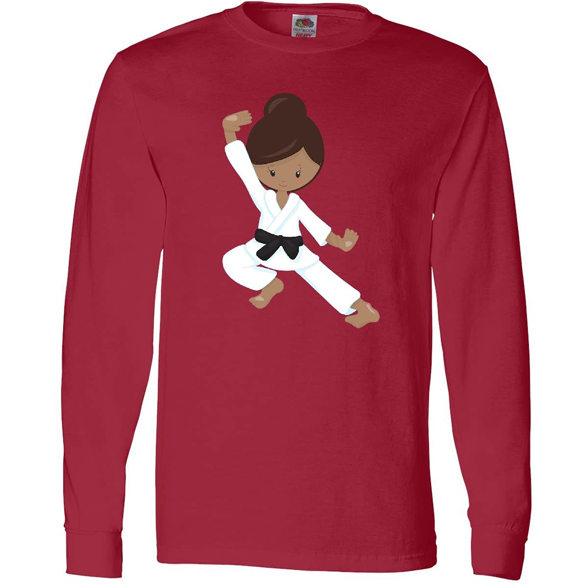 Inktastic African American Girl Black Belt Karate Girl Long Sleeve T-Shirt - Perfect for Martial Arts Training, Black History Month, and Empowering Women's Apparel
