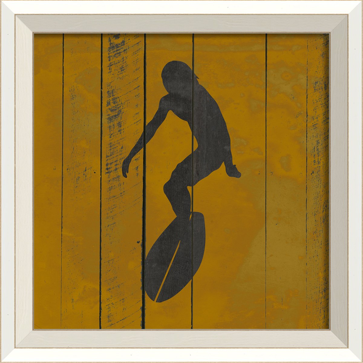 Surfer on Yellow III - Premium Canvas Wall Art Print - Ready to Hang - Beach & Surfing Themed Home Decor for Living Room, Bedroom, Office