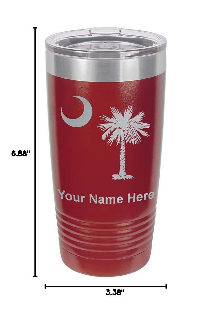 LaserGram 20oz Vacuum Insulated Stainless Steel Tumbler Mug - Custom Engraved South Carolina Flag Design, Double Wall Thermal Cup for Hot & Cold Drinks - Perfect for Travel, Office, Gym & Outdoor Activities (Maroon)