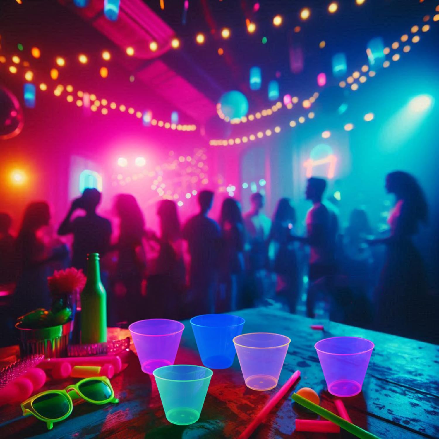 800-Pack Neon Party Cups - 9oz Hard Plastic Tumblers for Cocktails, Beer & Drinks | Durable Disposable Cups for Parties, BBQs, Events & Gatherings